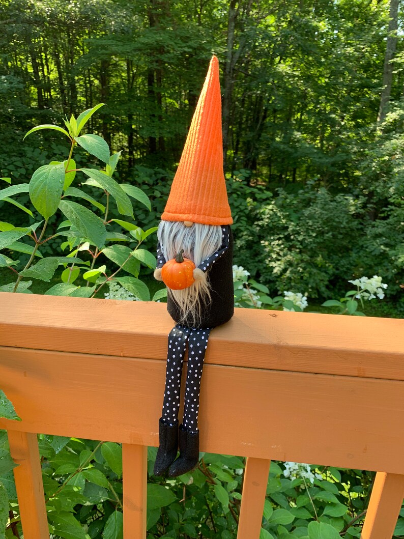 Scandinavian Fall Autumn Halloween Pumpkin Gnome Boy with legs Gnome Nisse Tomte Decor Scandinavian Gnomes Nisse Tomte Holiday image 2