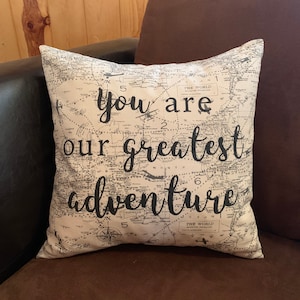 You Are Our Greatest Adventure Quote Pillow Airplane Decorative Pillow