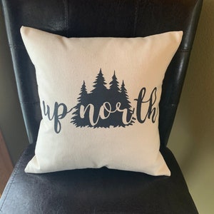 Up North Forest Decorative Throw Pillow Trees Accent Pillow Home Decor Handmade Gift image 1