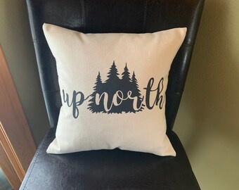 Up North Forest Decorative Throw Pillow Trees Accent Pillow Home Decor Handmade Gift