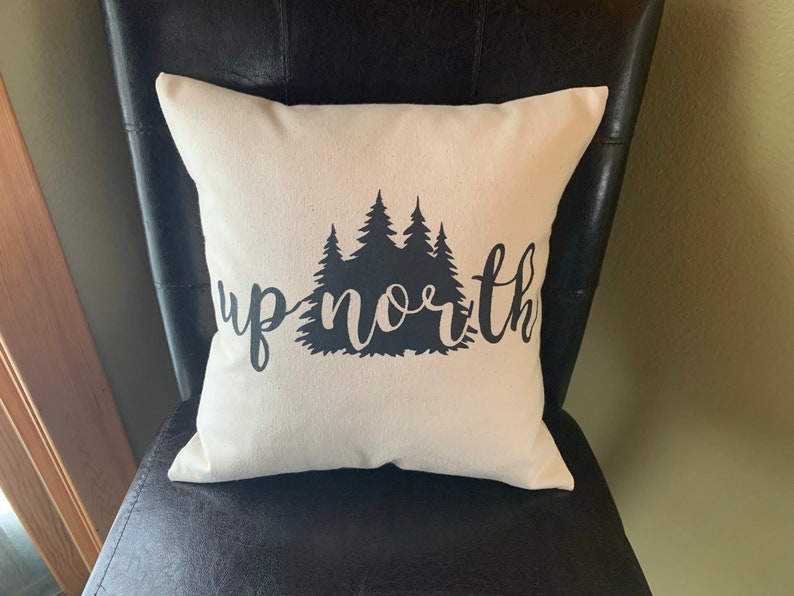 Up North Forest Decorative Throw Pillow Trees Accent Pillow Home Decor Handmade Gift image 1