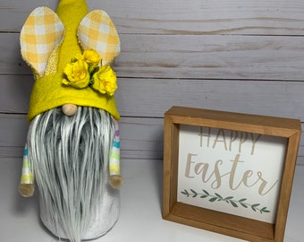 Easter Bunny Yellow Gnome Easter Decoration Bunny Decor Easter Egg Decor