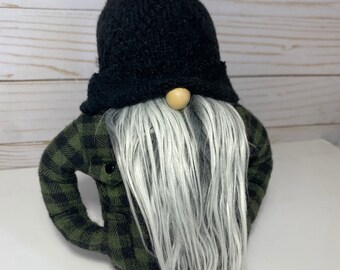 Green Buffalo Plaid Jacket Beanie Pom Skier Scandinavian Christmas Gnome Boy Gnome Nisse Tomte Decor Scandinavian Gnomes Nisse Tomte Holiday