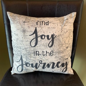 Find Joy in the Journey Quote Pillow Airplane Decorative Pillow