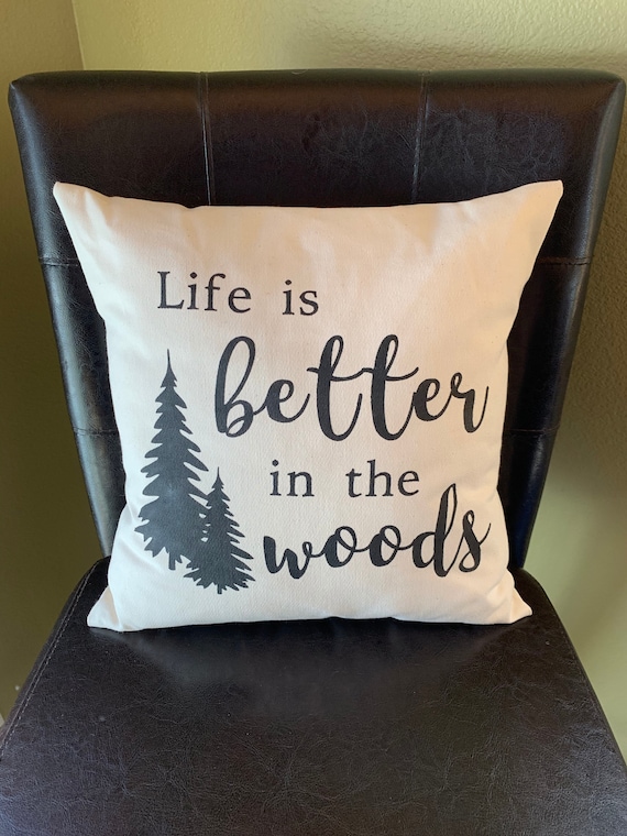 Woods Quote Pillow Decorative Handmade Lake Life Lumbar Throw Pillow Cover