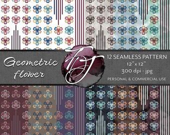 Geometric Flower - 12 seamless patterns