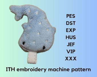 ITH Whale Shark Embroidery Charm Pattern | Keychain Plush In The Hoop | ITH Digital Pattern