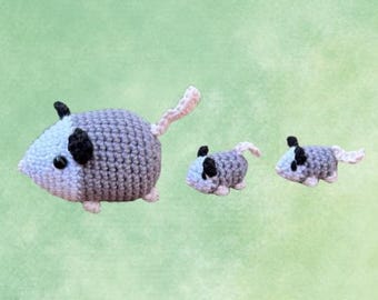 Schema all'uncinetto per la famiglia di opossum/Schema all'uncinetto per amigurumi/Peluche di opossum/Schema all'uncinetto carino/Schema all'uncinetto per principianti