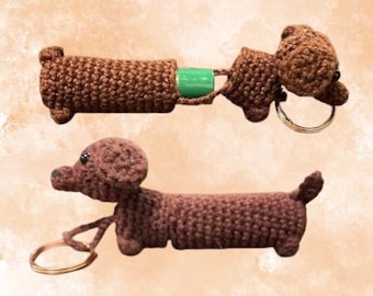 Dachshund Chapstick Holder Crochet Pattern | Amigurumi crochet pattern | PDF digital file instant download | cute dachshund