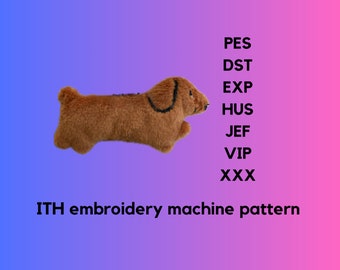 ITH Dashchund Embroidery Charm Pattern | Keychain Plush In The Hoop | ITH Digital Pattern