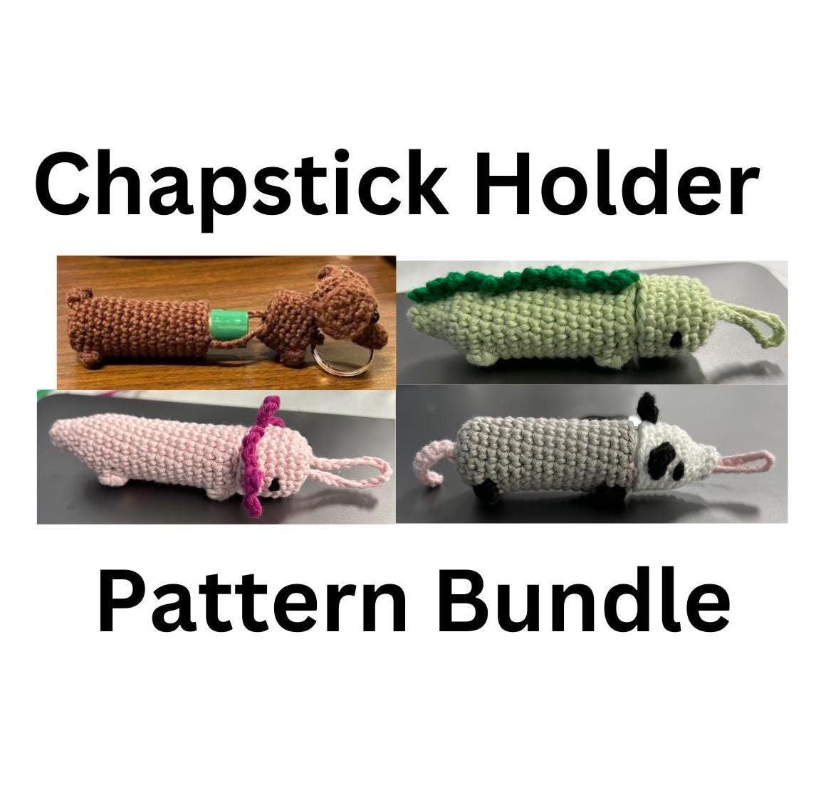 Chapstick Halter Muster Bundle | Dackel | Axolotl | Possum | Dinosaurier | Häkelanleitungen-Bundle | Weihnachtsgeschenk