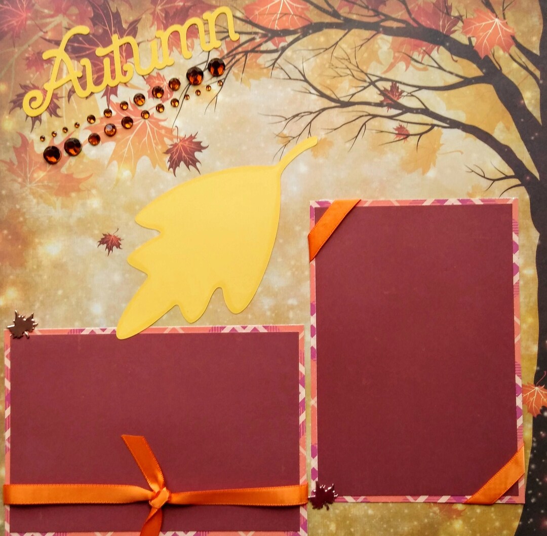 Autumn Ready to Use 3D Handmade Embellished Scrapbook Page Etsy