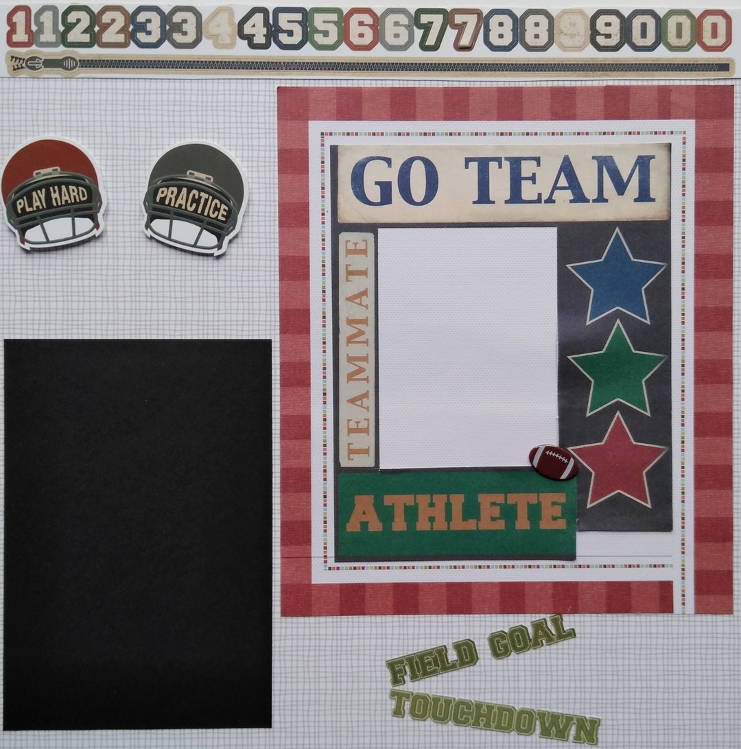Football Ready to Use 3D Scrapbook Pages Handmade Etsy
