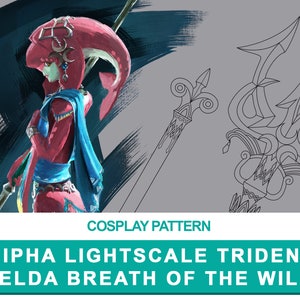 Mipha Lightscale Trident - Cosplay PDF Vector Pattern | Zelda BOTW game