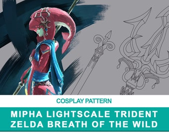 Mipha Lightscale Trident - Cosplay PDF Vector Pattern | Zelda BOTW game