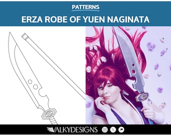 Erza Scarlet: Robe of yuen Naginata - Cosplay PDF Vector Pattern | Fairy tail Anime