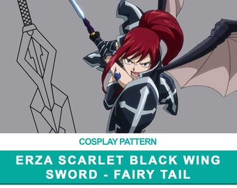 Erza Scarlet: Black wing Sword - Cosplay PDF Vector Pattern | Fairy tail Anime