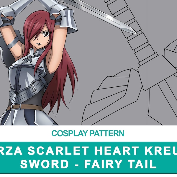 Erza Scarlet: Heart Kreuz Sword - Cosplay PDF Vector Pattern | Fairy tail Anime