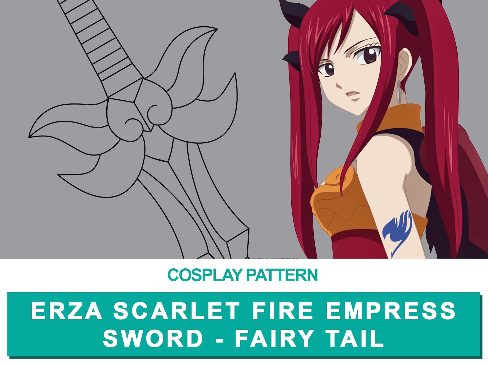 Erza Scarlet: Épée impératrice de feu - Cosplay PDF Vector Pattern
