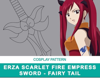 Erza Scarlet: Fire empress Sword - Cosplay PDF Vector Pattern | Fairy tail Anime