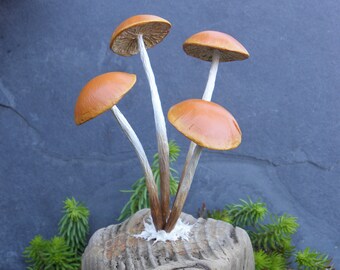 Marasmius Elegans fungus sculpture, papermache mushrooms, toadstool art