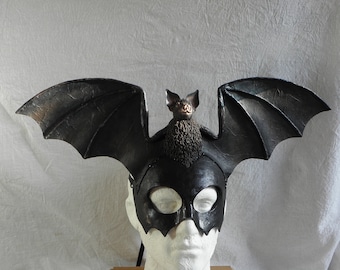 Bat Masquerade Mask, Black Gothic Vampire Bat Mask