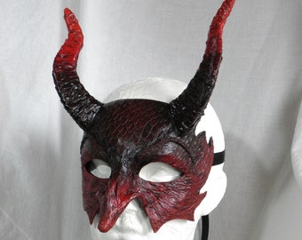 Satan Masquerade Mask, Devil Costume Mask, Demon Horned Papermache Mask