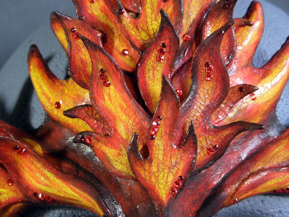 Petit Oiseau De Feu Rouge Et Orange De Mascarade Masque Avec Des éléments Swarovski étincelants