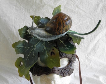 Snail and Acanthus Leaf Masquerade Mask, Wildlife Nature Mask.