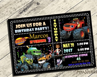 blaze invitation,blaze birthday invitation,blaze birthday party,invitacion de cumpleaños blaze,blaze and the monster machines,blaze and the