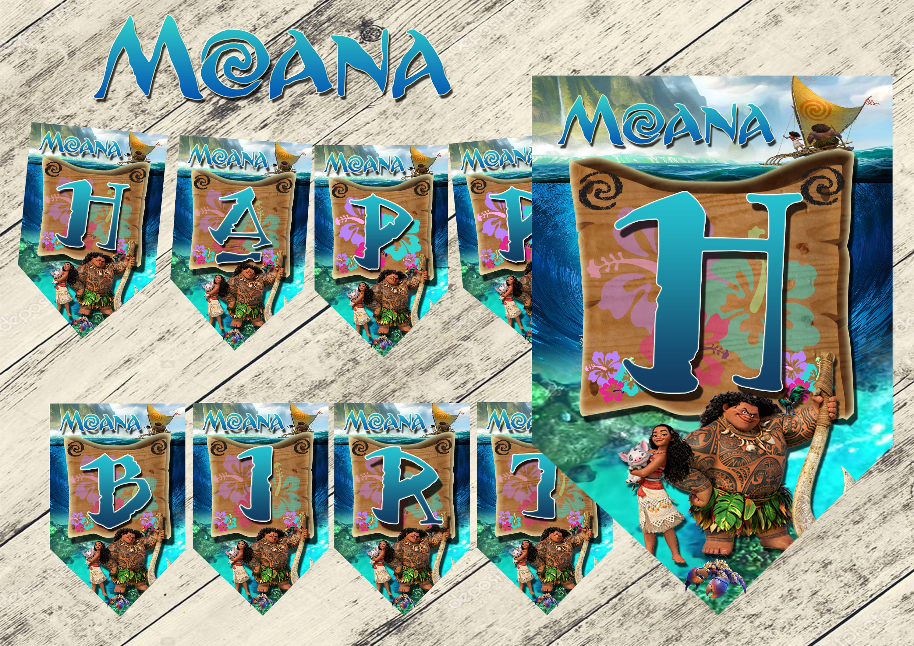 moana banner moana birthday bannermomana birthday | Etsy
