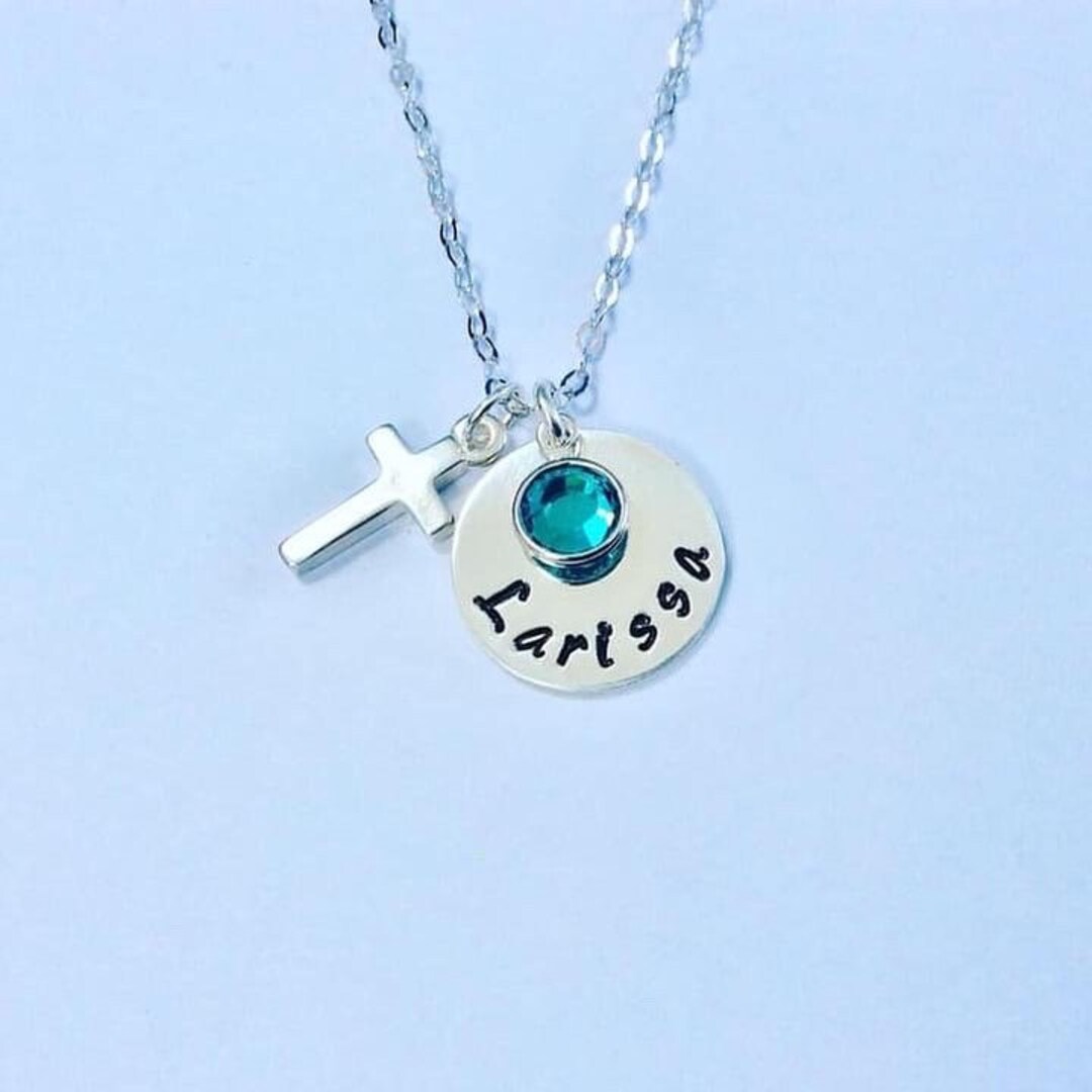 First Communion Chains First Holy Communion Chain, Cross, Birthstone, Holy Communion Necklace ...