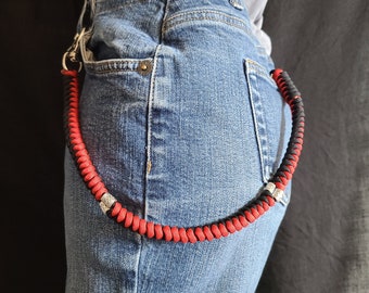 Wallet Chain: Red and Black with beads