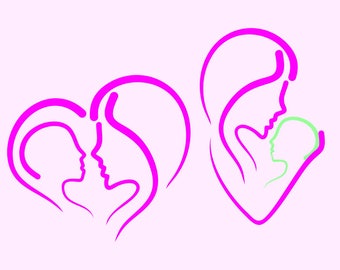 Mother and child in svg, dxf, png, eps format. Instant download for Cricut and Silhouette Studio