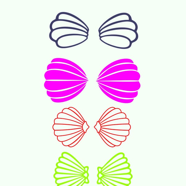 Mermaid bra, shell, nautical in svg, dxf, png, eps format. Instant download for Cricut and Silhouette Studio