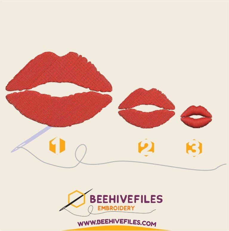 SALE Lips Embroidery Files 3 Sizes Etsy