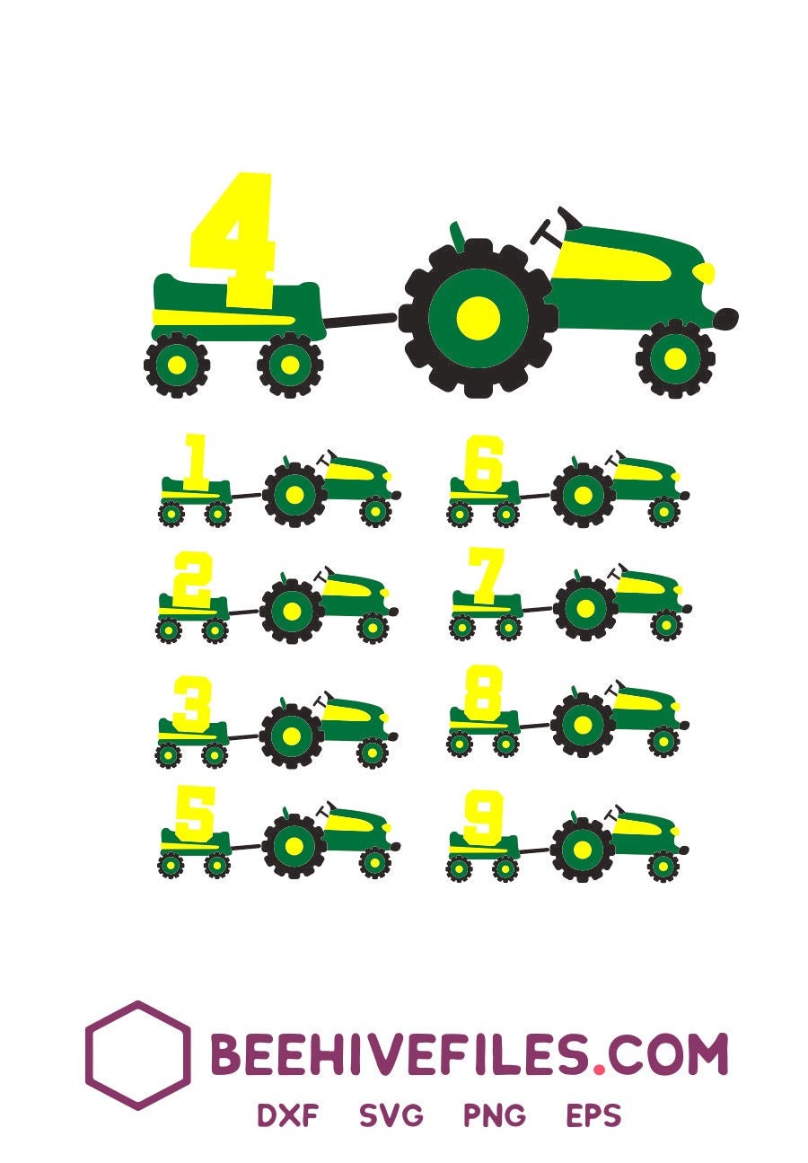 Download Tractor birthday numbers in svg dxf pngformat. Instant | Etsy