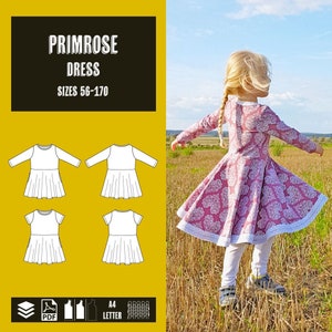 Primrose dress 56-170 PDF sewing pattern, Instant download, Tutorial, twirl dress