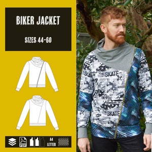 Biker jacket/sweatshirt Men PDF sewing pattern, instant download, tutorial