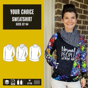 Your choice sweatshirt woman US LETTER PDF sewing pattern, instant download, tutorial