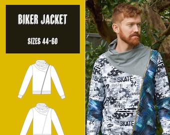 Biker jacket/sweatshirt Men PDF sewing pattern, instant download, tutorial