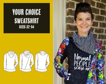 Your choice sweatshirt woman US LETTER PDF sewing pattern, instant download, tutorial