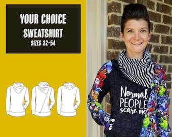 Your choice sweatshirt woman A4 SHEETS PDF sewing pattern, instant download, tutorial