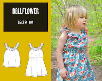 Bellflower dress and top 74-164 PDF sewing pattern, instant download, tutorial