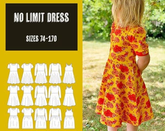 No Limit Dress 74-170 PDF sewing pattern, instant download, tutorial
