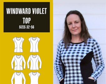 Windward Violet top 32-56 PDF sewing pattern, instant download