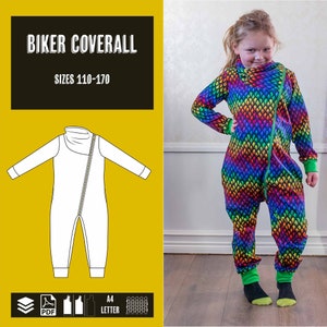 NEW! Biker coverall 110-170 PDF sewing pattern, instant download