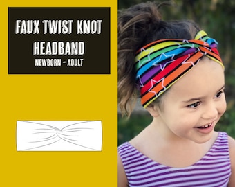 Faux twist knot headband Baby-Adult size PDF sewing pattern, instant download, tutorial