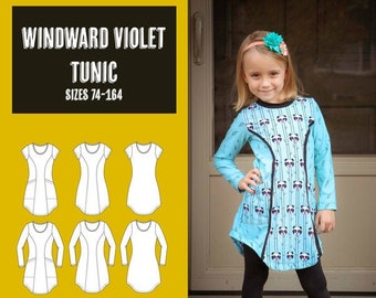 Windward Violet kids tunic PDF pattern size 74-164, instant download