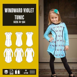 Windward Violet kids tunic PDF pattern size 74-164, instant download